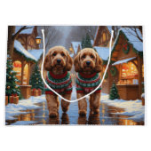 Cockapoo Hunde Weihnachten Schnee Urlaub Große Geschenktüte (Vorderseite)