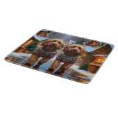 Cockapoo Hunde Weihnachten Schnee Urlaub Schneidebrett (Ecke)