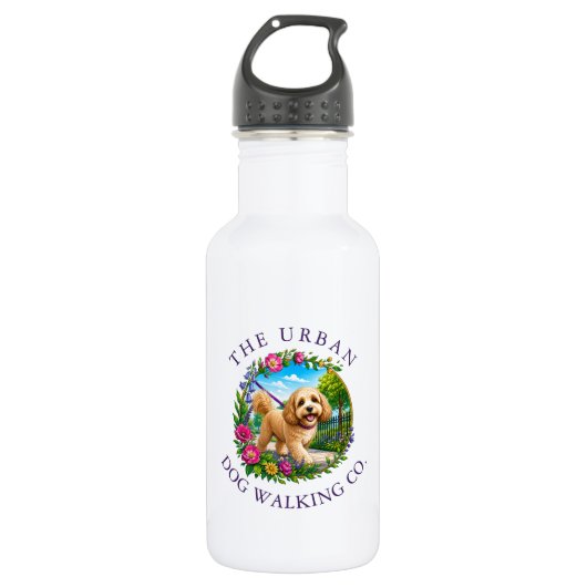 Cockapoo-Hundeausführer-Logo-Wasserflasche Edelstahlflasche (Vorderseite)