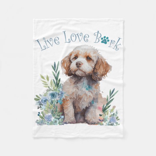 Cockapoo-Hundefrau Blumen Fleecedecke (Vorderseite)