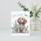 Cockapoo Hundefrau Blumenmuster Postkarte (Stehend Vorderseite)