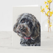 Cockapoo-Hundekunst Karte (Gelbe Blume)