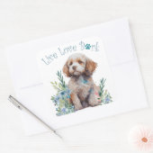 Cockapoo-Hundemama-Blumen Quadratischer Aufkleber (Umschlag)