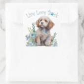 Cockapoo-Hundemama-Blumen Quadratischer Aufkleber (Tasche)