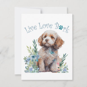 Cockapoo-Hundemama-Blumenmuster Mitteilungskarte
