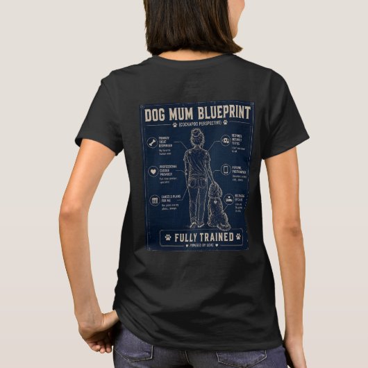 Cockapoo-Hundemutter-Blueprint-T-Shirt T-Shirt (Rückseite)
