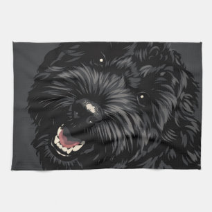 Cockapoo-Hundeporträt Schwarzes Cockapoo-Geschenk Geschirrtuch
