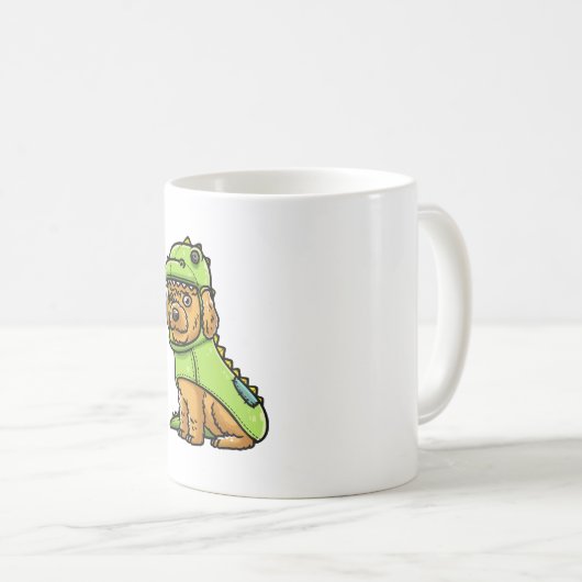 Cockapoo-Hundeschoss in Dinosaurierkleidung Kaffeetasse (VorderseiteRechts)
