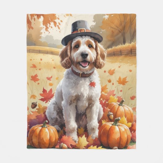 Cockapoo im Herbst lässt Erntedank Art Fleecedecke (Vorderseite)