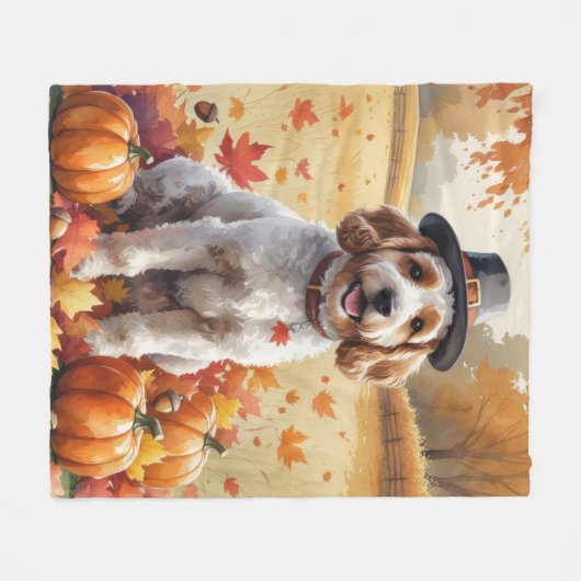 Cockapoo im Herbst lässt Erntedank Art Fleecedecke (Vorderseite (Horizontal))