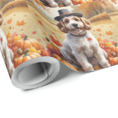 Cockapoo im Herbst lässt Erntedank Art Geschenkpapier (Rolleneckpunkt)