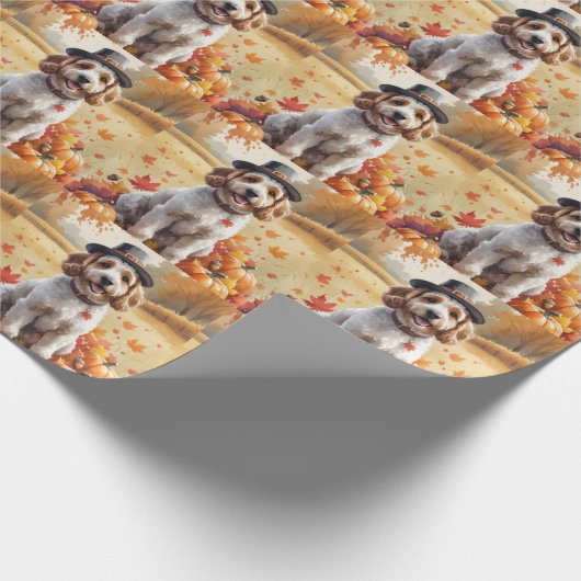 Cockapoo im Herbst lässt Erntedank Art Geschenkpapier (Ecke)