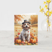 Cockapoo im Herbst lässt Erntedank Art Karte (Gelbe Blume)