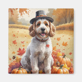 Cockapoo im Herbst lässt Erntedank Art Magnet (Vorne)