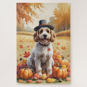 Cockapoo im Herbst lässt Erntedank Art Puzzle
