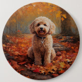Cockapoo im Herbst Leaves Fall Inspiriert Button (Vorderseite)