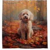 Cockapoo im Herbst Leaves Fall Inspiriert Duschvorhang (Vorderseite)