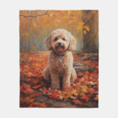 Cockapoo im Herbst Leaves Fall Inspiriert Fleecedecke (Vorderseite)