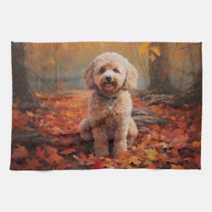 Cockapoo im Herbst Leaves Fall Inspiriert Geschirrtuch