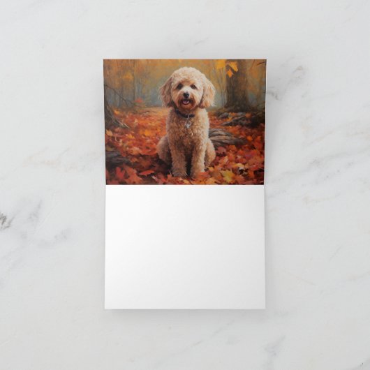 Cockapoo im Herbst Leaves Fall Inspiriert Karte (Innenseite)