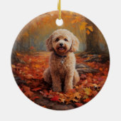 Cockapoo im Herbst Leaves Fall Inspiriert Keramik Ornament (Hinten)