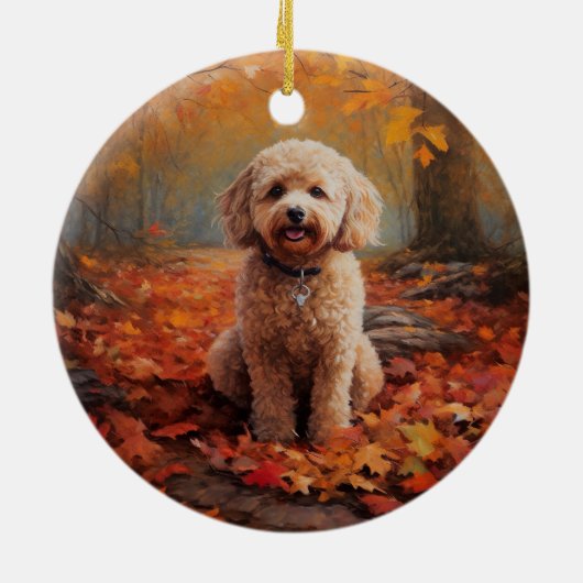 Cockapoo im Herbst Leaves Fall Inspiriert Keramik Ornament (Hinten)