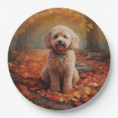 Cockapoo im Herbst Leaves Fall Inspiriert Pappteller (Vorderseite)