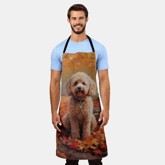 Cockapoo im Herbst Leaves Fall Inspiriert Schürze (Getragen)