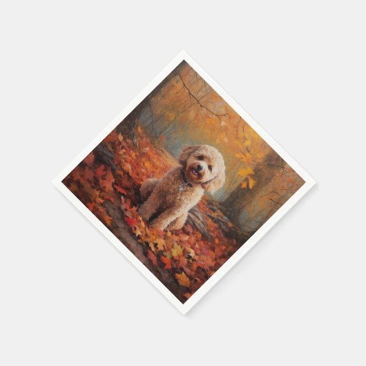 Cockapoo im Herbst Leaves Fall Inspiriert Serviette (Ecke)