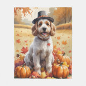 Cockapoo im Herbstlaub Thanksgiving Kunst Fleecedecke (Vorderseite)