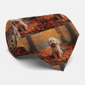 Cockapoo im Herbstlaubfall inspiriert Krawatte (Gerollt)