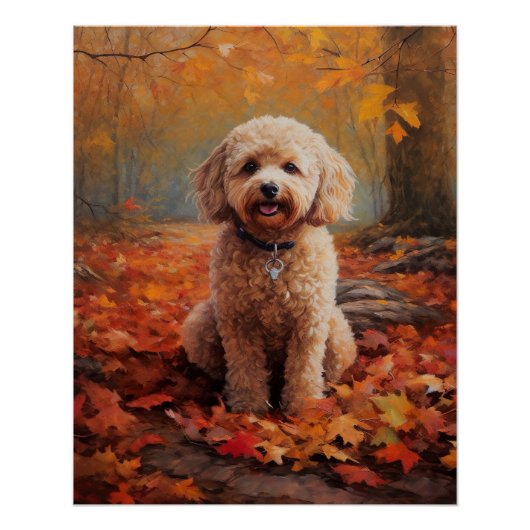 Cockapoo im Herbstlaubfall inspiriert Poster (Vorderseite)