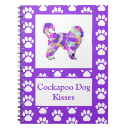 Cockapoo Kisses Niedlicher Hund Silhouette PurpleP Notizblock