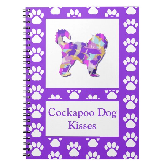 Cockapoo Kisses Niedlicher Hund Silhouette PurpleP Notizblock (Vorderseite)
