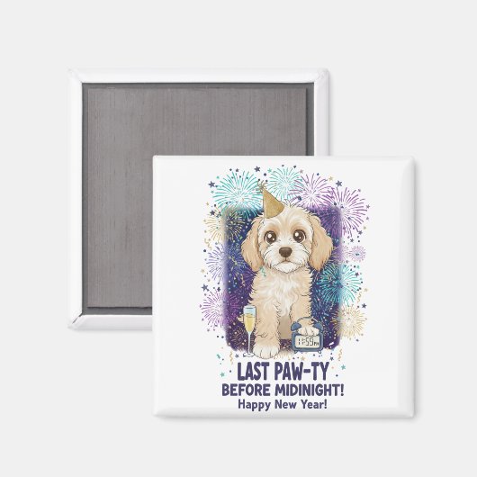 Cockapoo Last Paw-ty 2026! Happy New Year Magnet (Vorderseite/Rückseite)