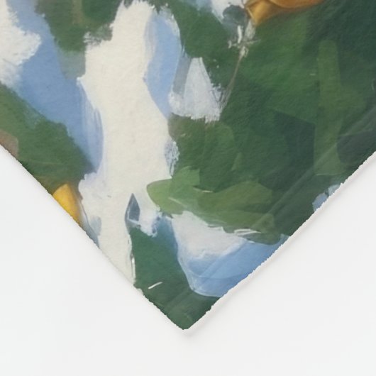 Cockapoo läuft im Schnee mit Weihnachtsmütze Fleecedecke (Ecke)