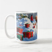 Cockapoo läuft im Schnee mit Weihnachtsmütze Kaffeetasse (Links)