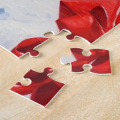 Cockapoo läuft im Schnee mit Weihnachtsmütze Puzzle (Seite)