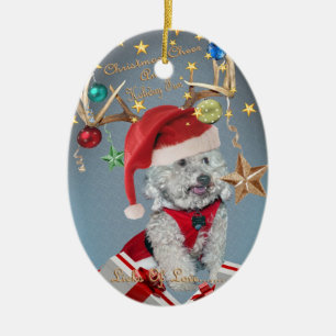 Cockapoo leckt von der WeihnachtsLiebe-Verzierung Keramik Ornament