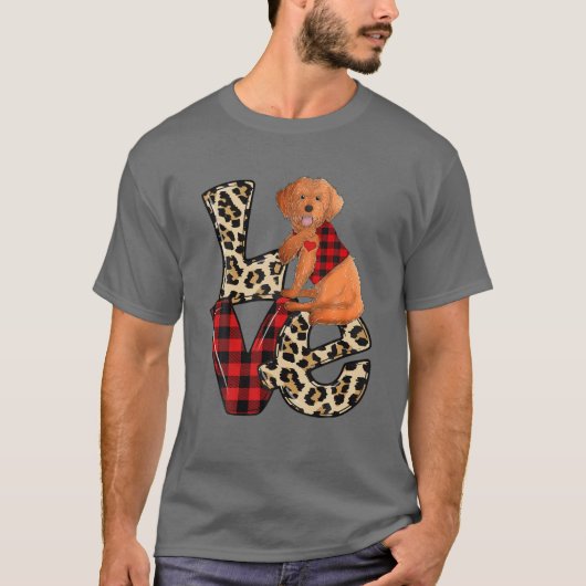 Cockapoo Liebe Leopard Kariert Happy Valentines Da T-Shirt (Vorderseite)