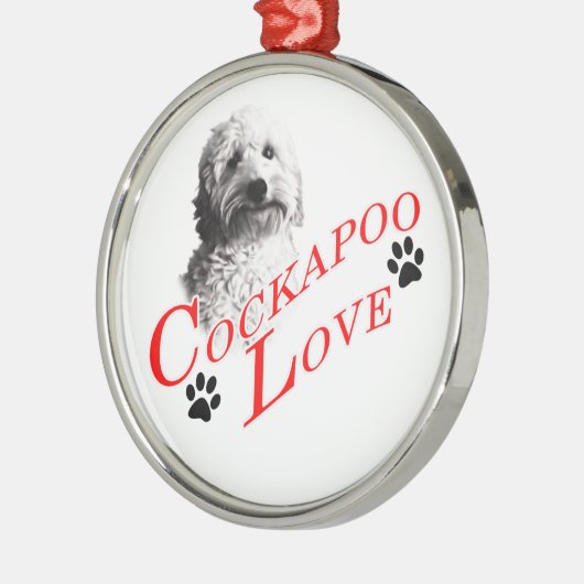 Cockapoo Liebe Silbernes Ornament (Links)
