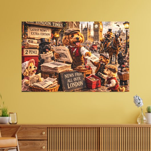 Cockapoo London Wall Art – Vintage Art Leinwanddruck (Insitu (Wohnzimmer))