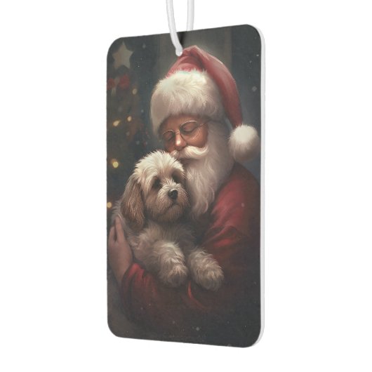 Cockapoo mit dem Weihnachtsmann Weihnachten Autolufterfrischer (Links)