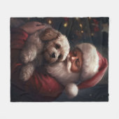 Cockapoo mit dem Weihnachtsmann Weihnachten Fleecedecke (Vorderseite (Horizontal))