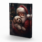 Cockapoo mit dem Weihnachtsmann Weihnachten Fotoblock (Rechts)