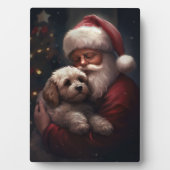 Cockapoo mit dem Weihnachtsmann Weihnachten Fotoplatte (Vorderseite)