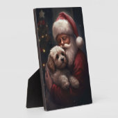 Cockapoo mit dem Weihnachtsmann Weihnachten Fotoplatte (Seite)