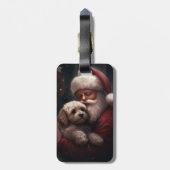 Cockapoo mit dem Weihnachtsmann Weihnachten Gepäckanhänger (Rückseite vertikal)