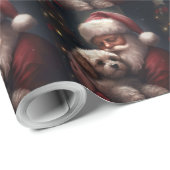 Cockapoo mit dem Weihnachtsmann Weihnachten Geschenkpapier (Rolleneckpunkt)