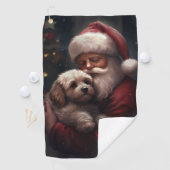 Cockapoo mit dem Weihnachtsmann Weihnachten Golfhandtuch (Insitu)